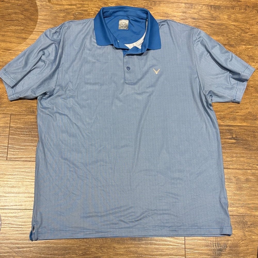 Callaway Light Blue Polo Shirt small plaid pattern XL golf shirt